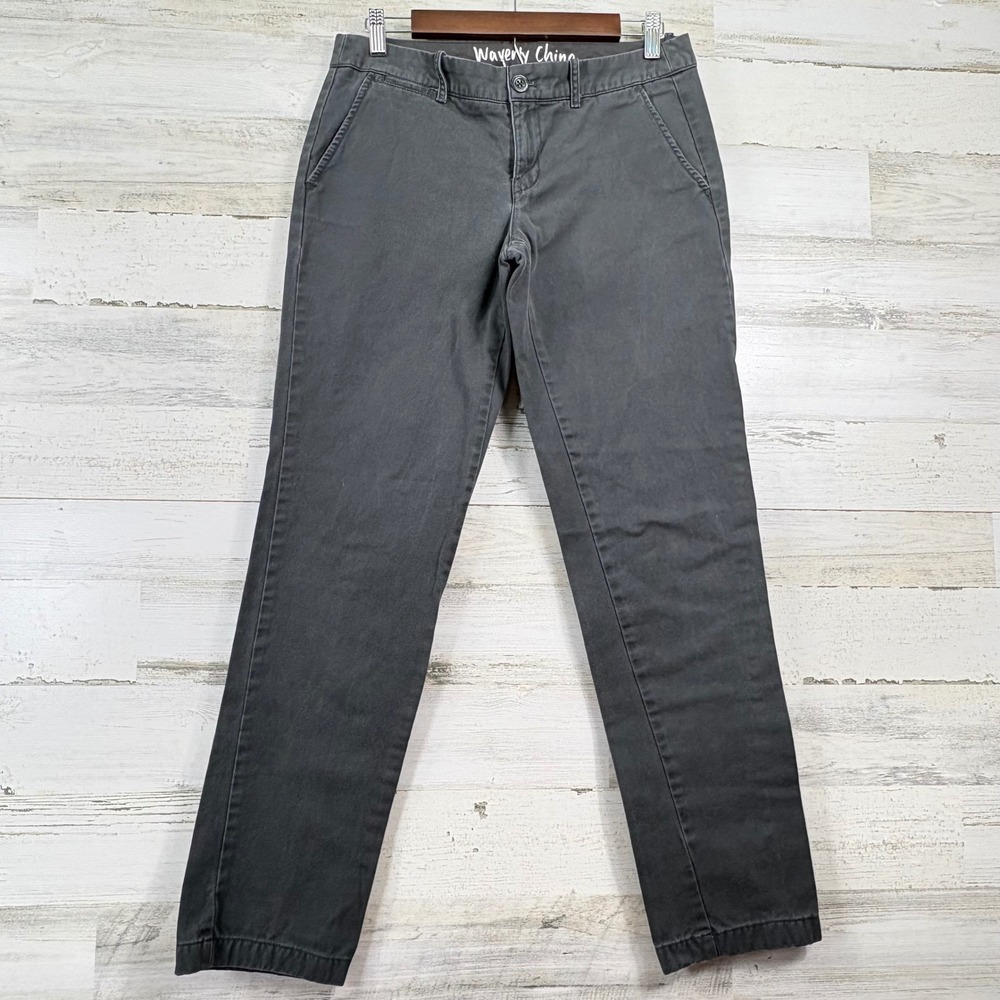 J.Crew Waverly‎ Chino Pants Womens 4 Gray Straight Leg Cotton Preppy Classic